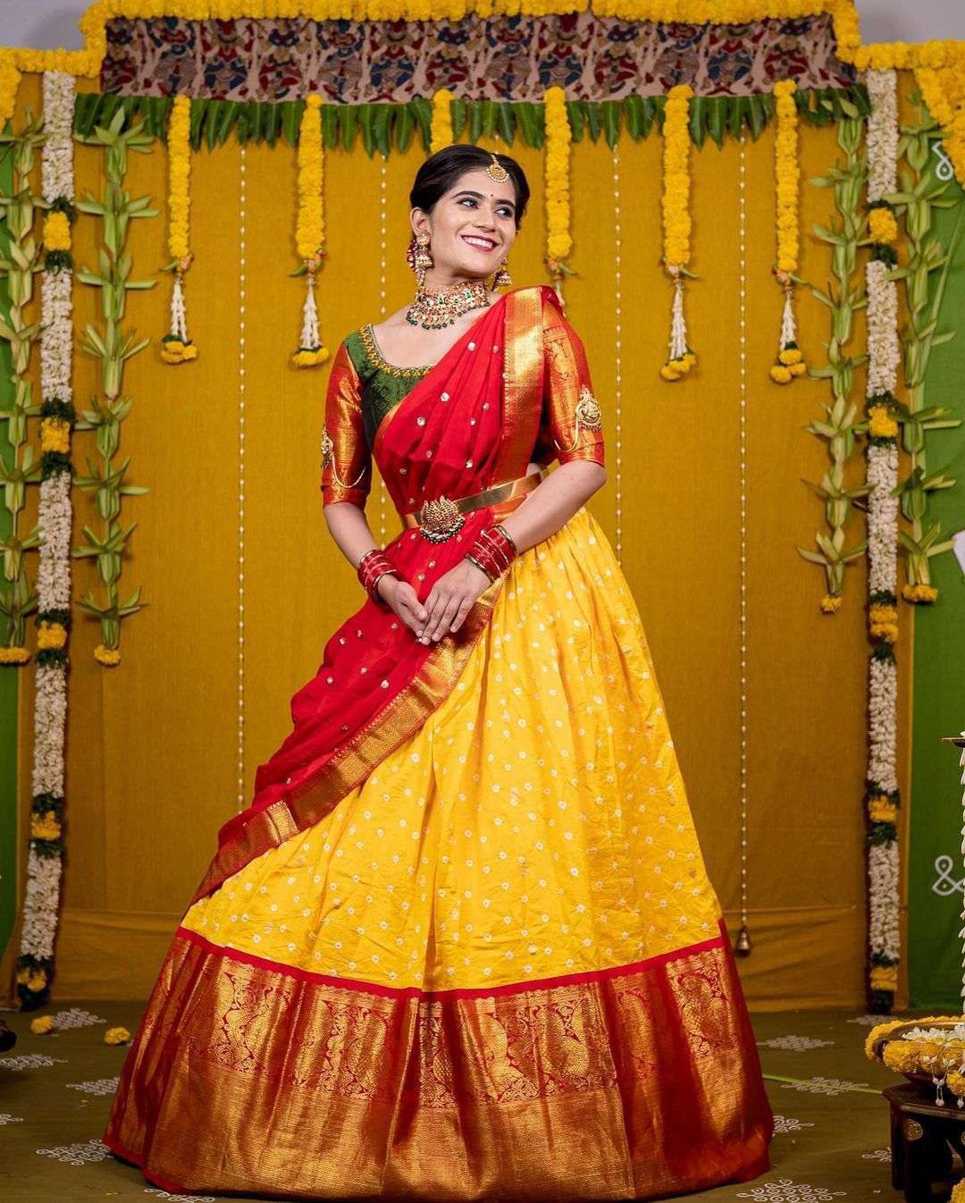 southindian wedding half saree lehenga super hit lehanga material halfsaree lehanga unstich material you can wear your self saree lehenga 