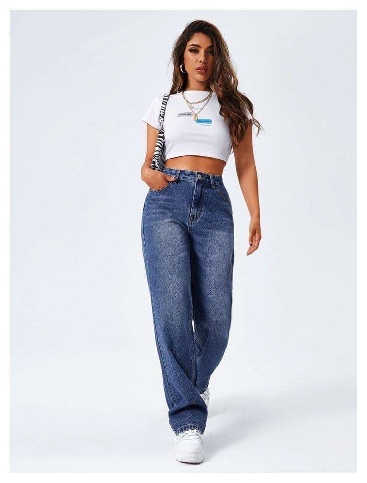 women high waist wisker sprey  wide leg denim jeans premium heavy denim fabric quality  waist size 26 28 30 32 34 girls high waist jeans collection  