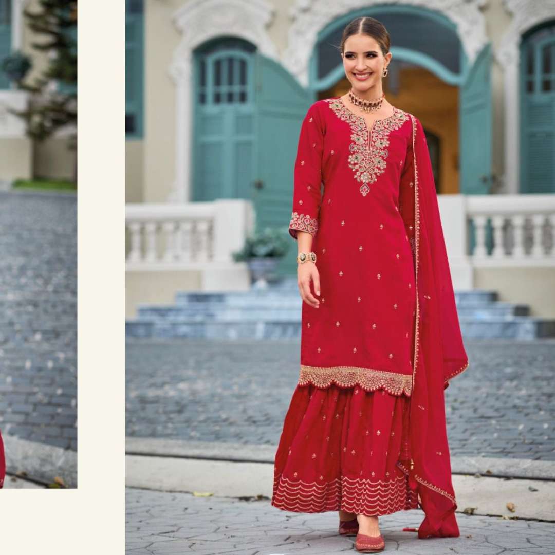 zaveri readymade collection catalogue rutba series 1250 to 1251 heavy roman silk with emboidery work readymade sharara suit collection 