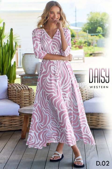 daisy western wear designer piece colour 4 digital print fabric muslin  size m to xxl western wear stylish gown collection 