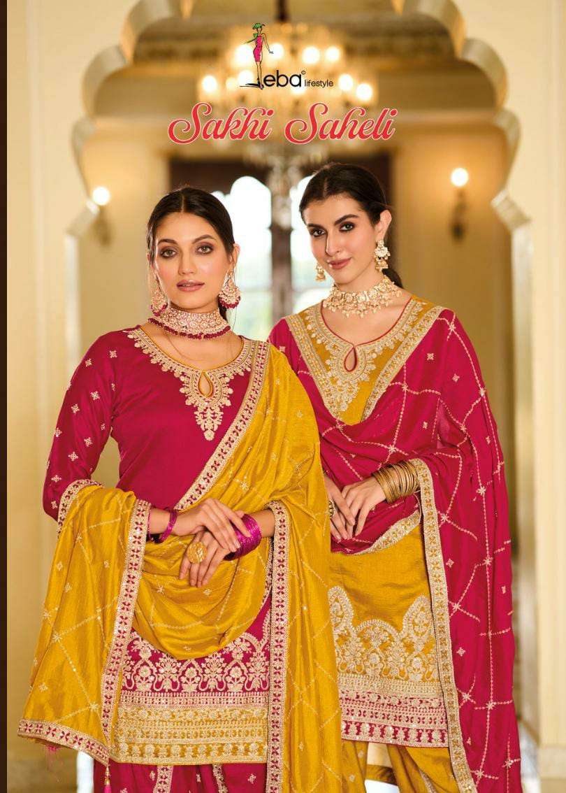 eba lifestyle catalogue sakhi saheli premium silk with  embroidery Dhoti premium silk  with embroidery work Duppta premium silk with embroidery work readymade dhoti style salwar suit 