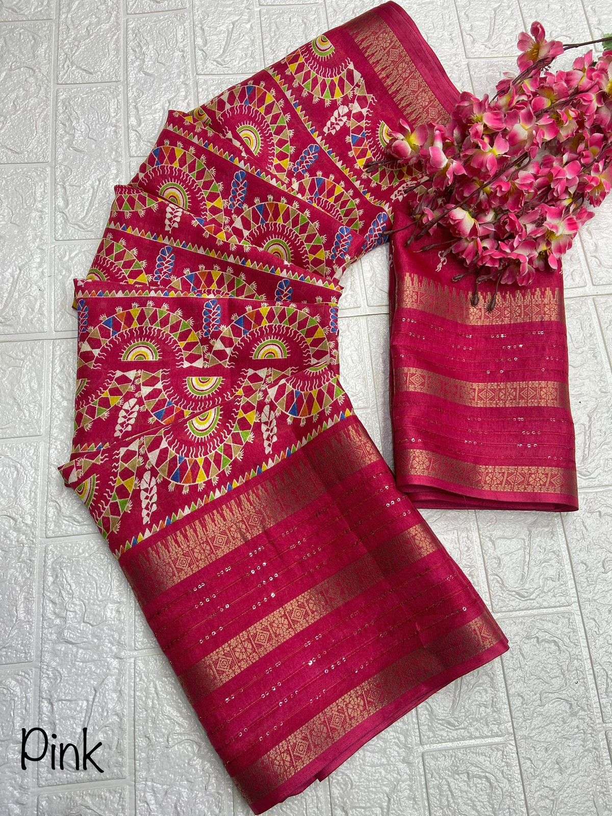 indian saree fabric soft dola silk slub golden zari weaving seqance croset double border patta blouse soft dola silks slub running croset blouse saree  