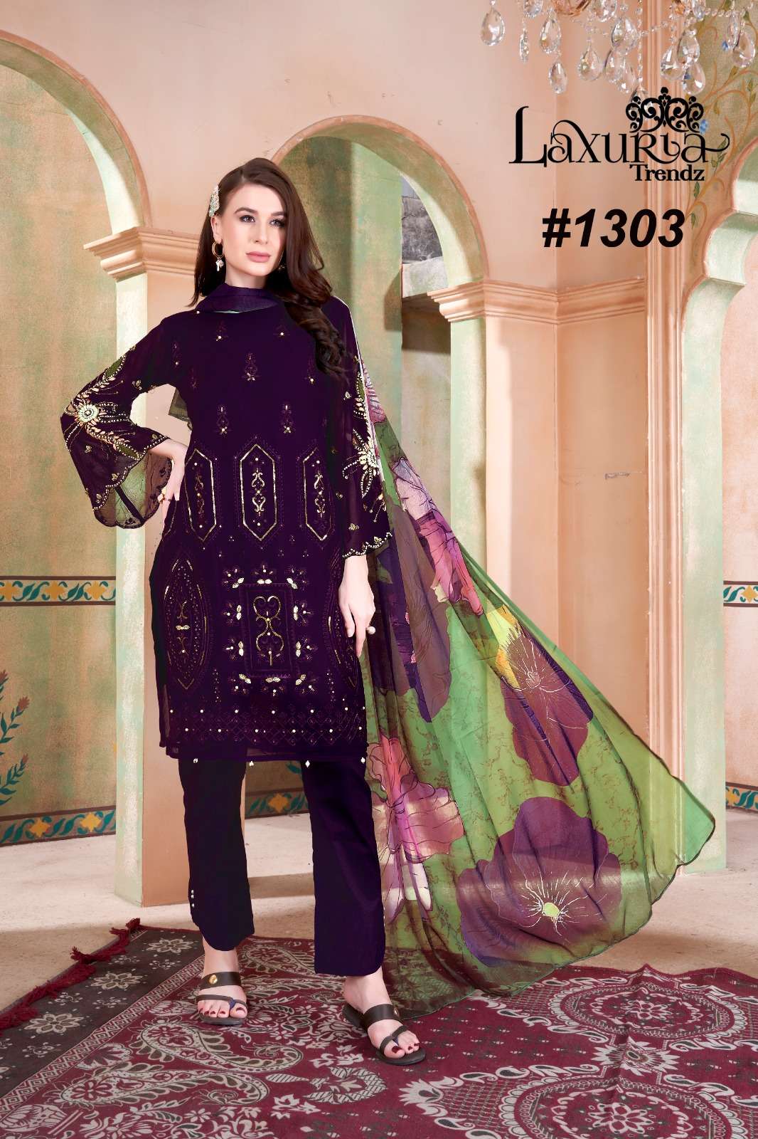 laxuria trendz design number 1303 laxuria trendz now launching new design with new colour kurti with pant  n duptta luxury pŕet collection in tunic n pant with dupatta attractive colours tone to tone pant 