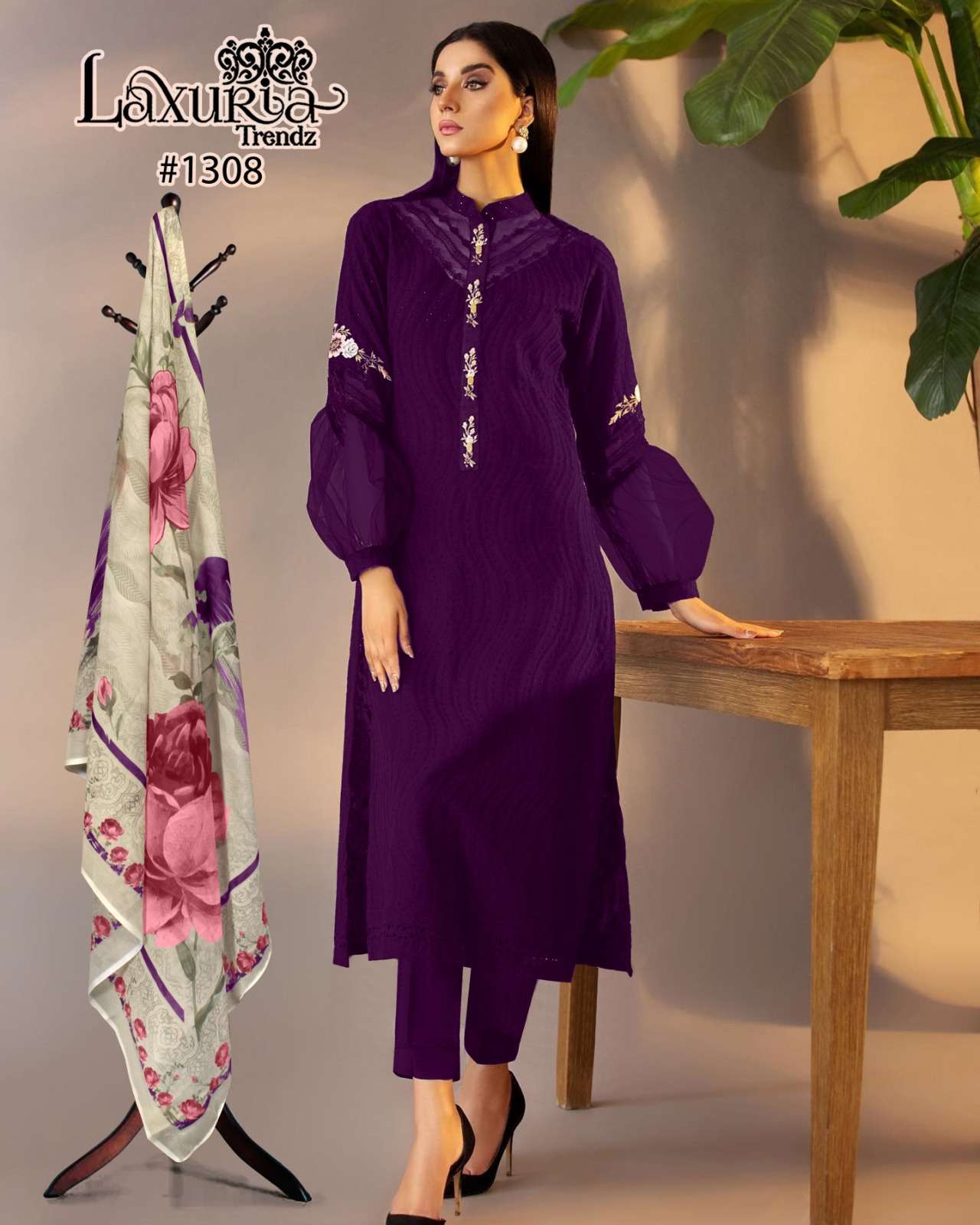 laxuria trendz design number 1308 laxuria trendz in black n new colours kurti pant with duptta luxury pret collection in tunic n cigarette pants with dupatta readymade pakistani suit  