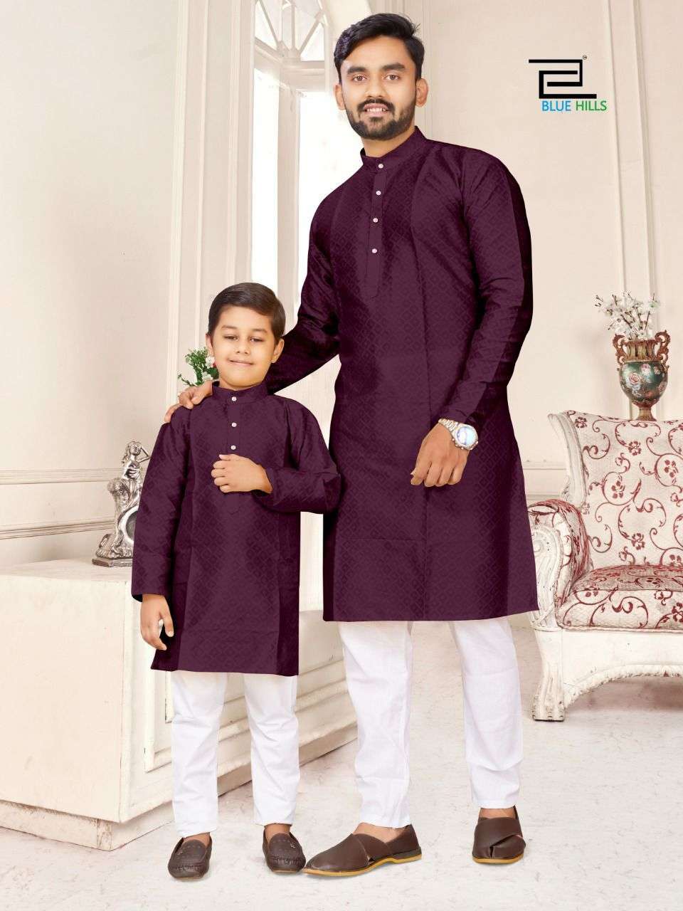 mens wear father and son wearing same kurta pyjama 3 festival special kurta pyjama set fabric silk jacquard both side pocket pyjama cotton 