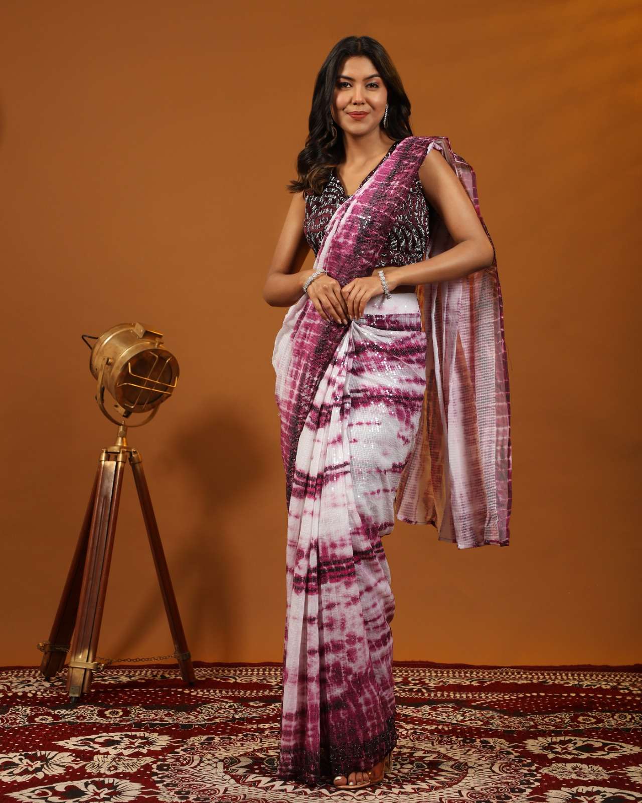 ready to wear saree tie die full heavy heavy sequence saree new design added in drive link ready to wear saree design no 237 blouse  exqusite swarovski blouse saree sequin fabric with sequin embroidery work  