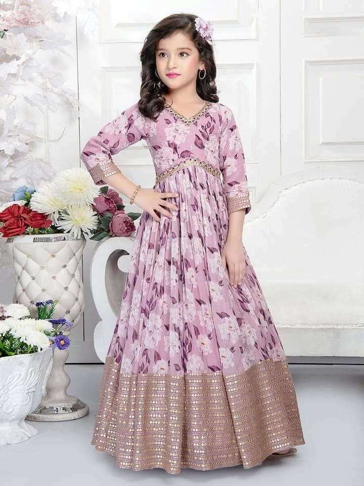 trending mirror embroidered with beautiful printed work  stitched gown for festive season catalogue gown 1 gown fabric faux georgette whit  beautiful digital print n embroidered mirror work 