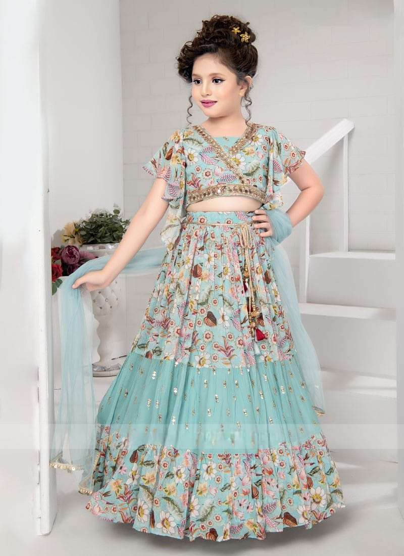 kids wear lehenga choli trending sequins embroidered with beautiful prented work  stitched lahenga -blouse with dupatta festive season catalogue 2031 2 year to 15 year kids wear lehenga choli  