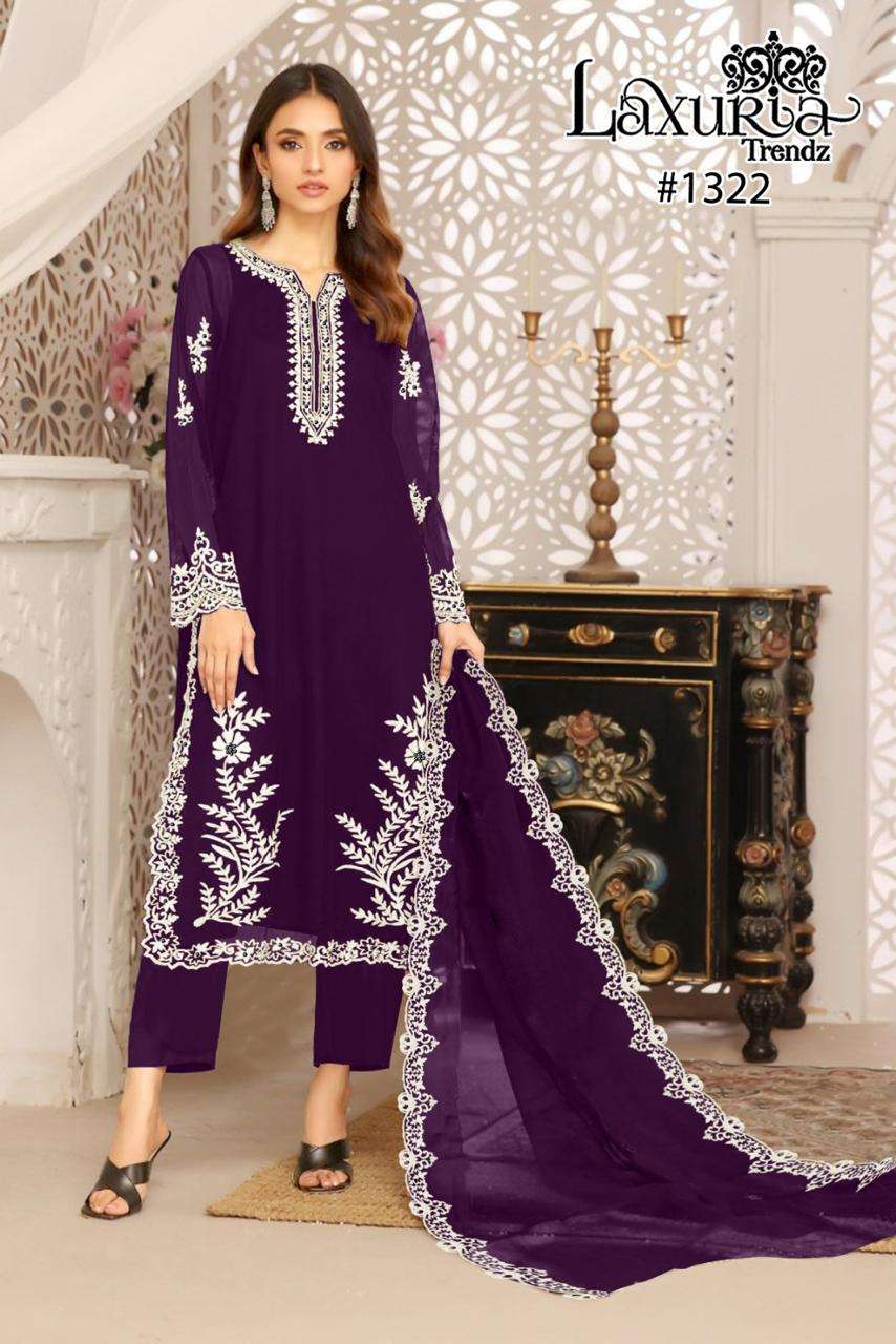 laxuria trendz design number 1322 now launching new design in black colours kurti with pant n duptta readymade white embroidery pakistani suit 