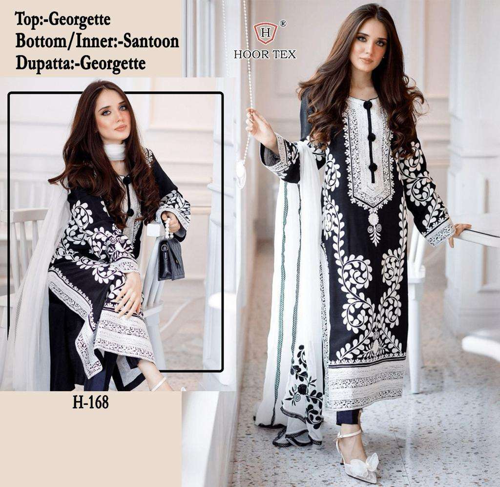 pakistani suit hoor tex design number h 168 fabric details top fox georgette bottom santoon inner santoon dupatta georgette suit 