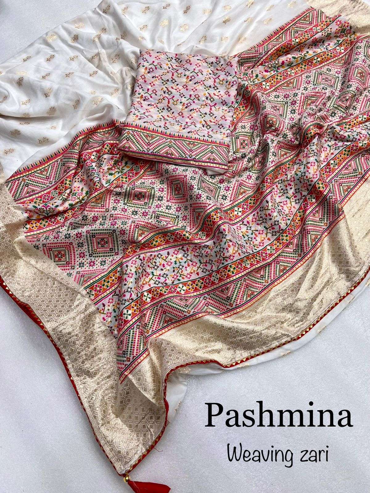 pashmina weaving saree beautiful pashmina viscose weaving zari zcard saree with beautiful pashmina work heavy rich look pallu with attractive weaving butti in whole saree with rich look border 