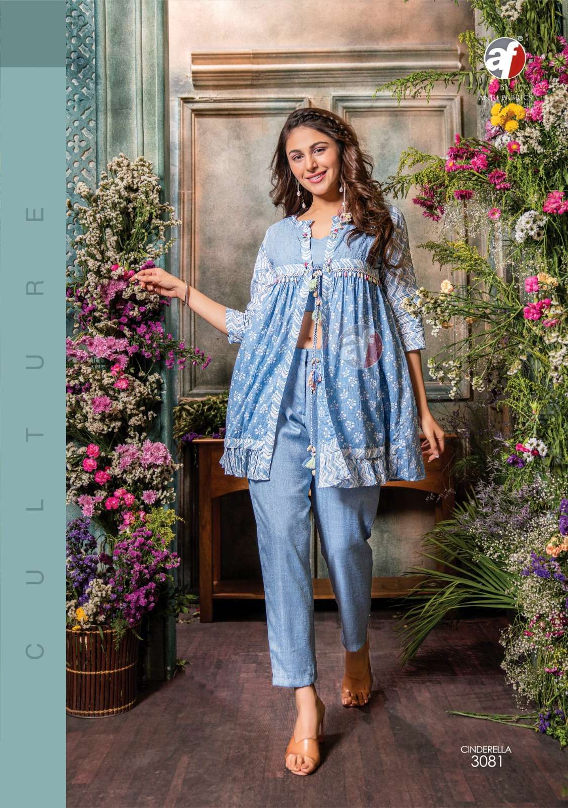 stockout by anjufabric catalogue cinderella vol 3 series 3081 to 3084 designer kurtis with pant sharara divider readymade indowestern stylish womens fashion 