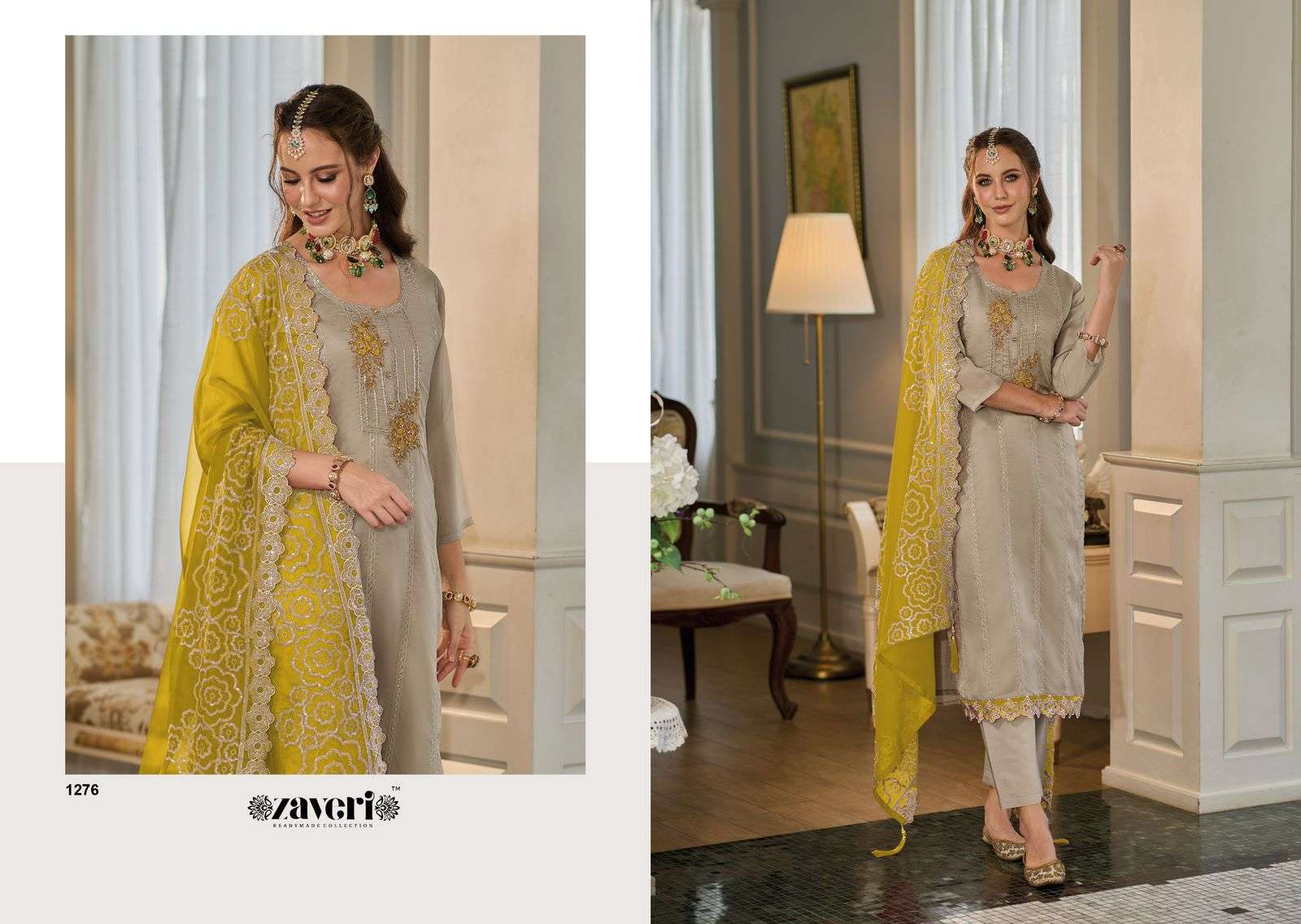 zaveri readymade collection catalogue kahira series 1276 to 1278 top soft organza emboidery work duppta soft organza with embroidery bottom heavy silk m to 3xl size readymade suit 