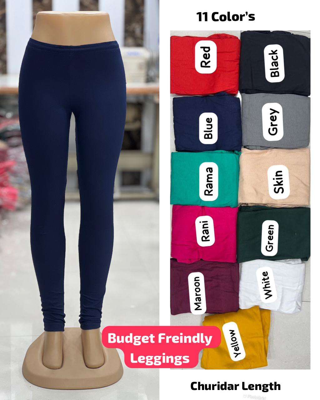 Budget Friendly Leggings  Churidar Length 11 Colors Fabric Cotton Lycra Size L to XXL Elastic plus Nada inside bottomwear 