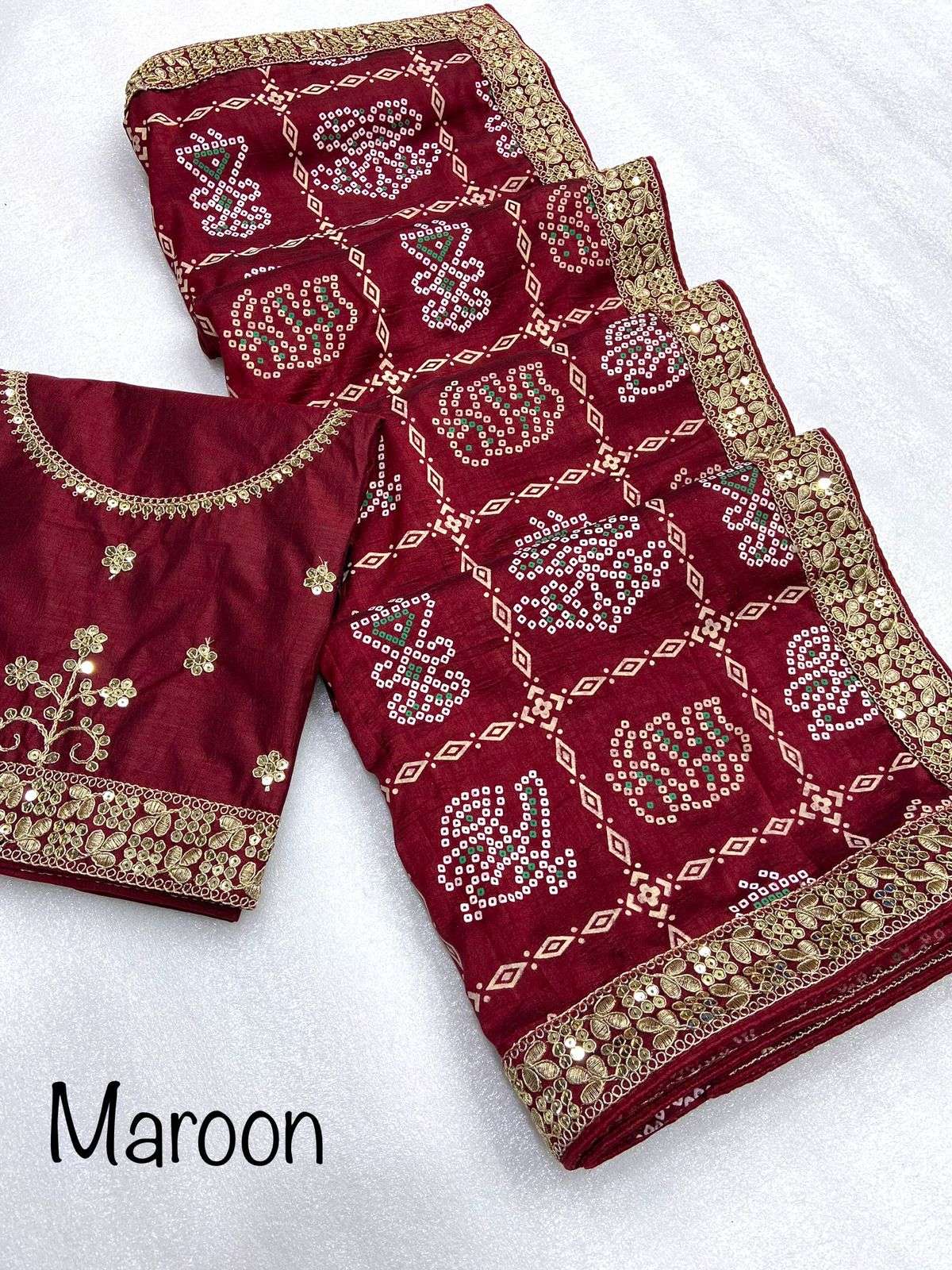 heavy vhichitra blooming saree with beautiful  khadi print in whole saree nd 5 mm seqance border with coding lace n sequence work saree 
