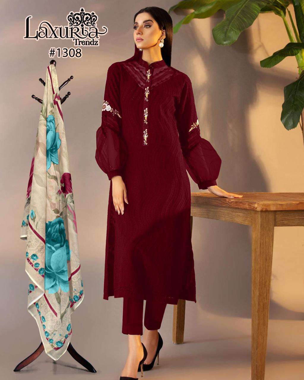 laxuria trendz design number 1308 in black n new colours kurti pant with duptta luxury pret collection in tunic n cigarette pants with dupatta