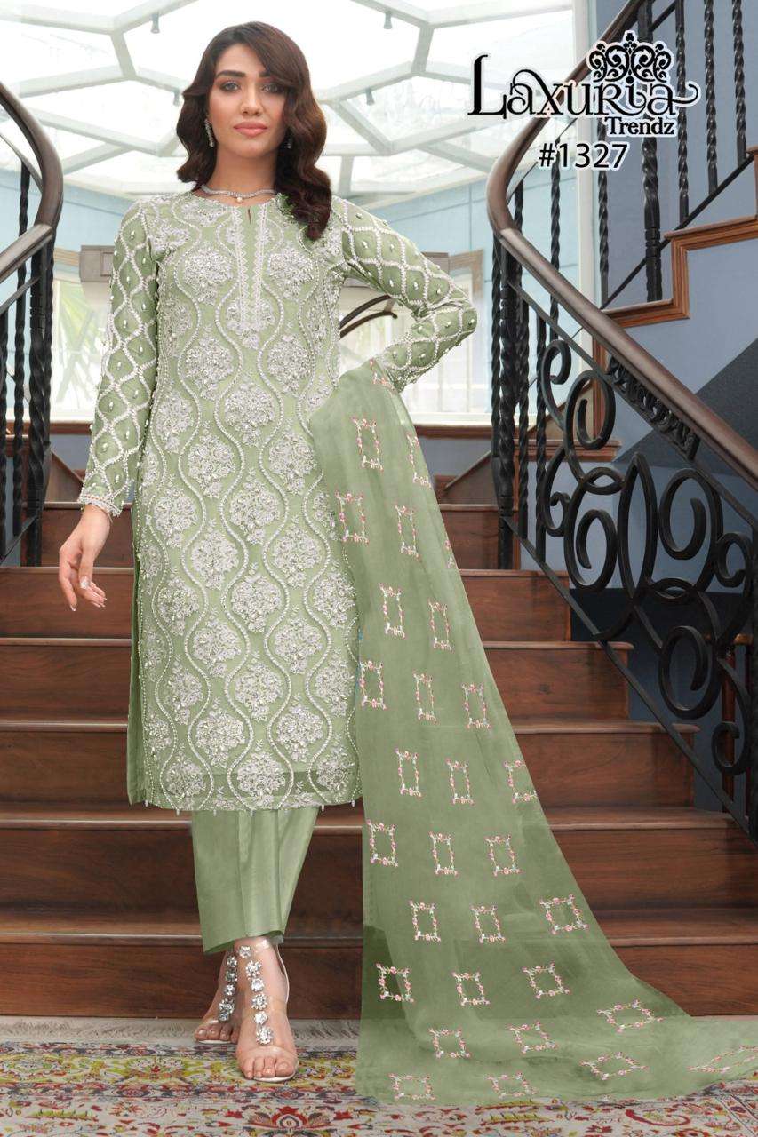 laxuria trendz design number 1327 luxury pret collection in tunic n pant with dupatta attractive colours tone to tone pant readymade pakistani suit collection