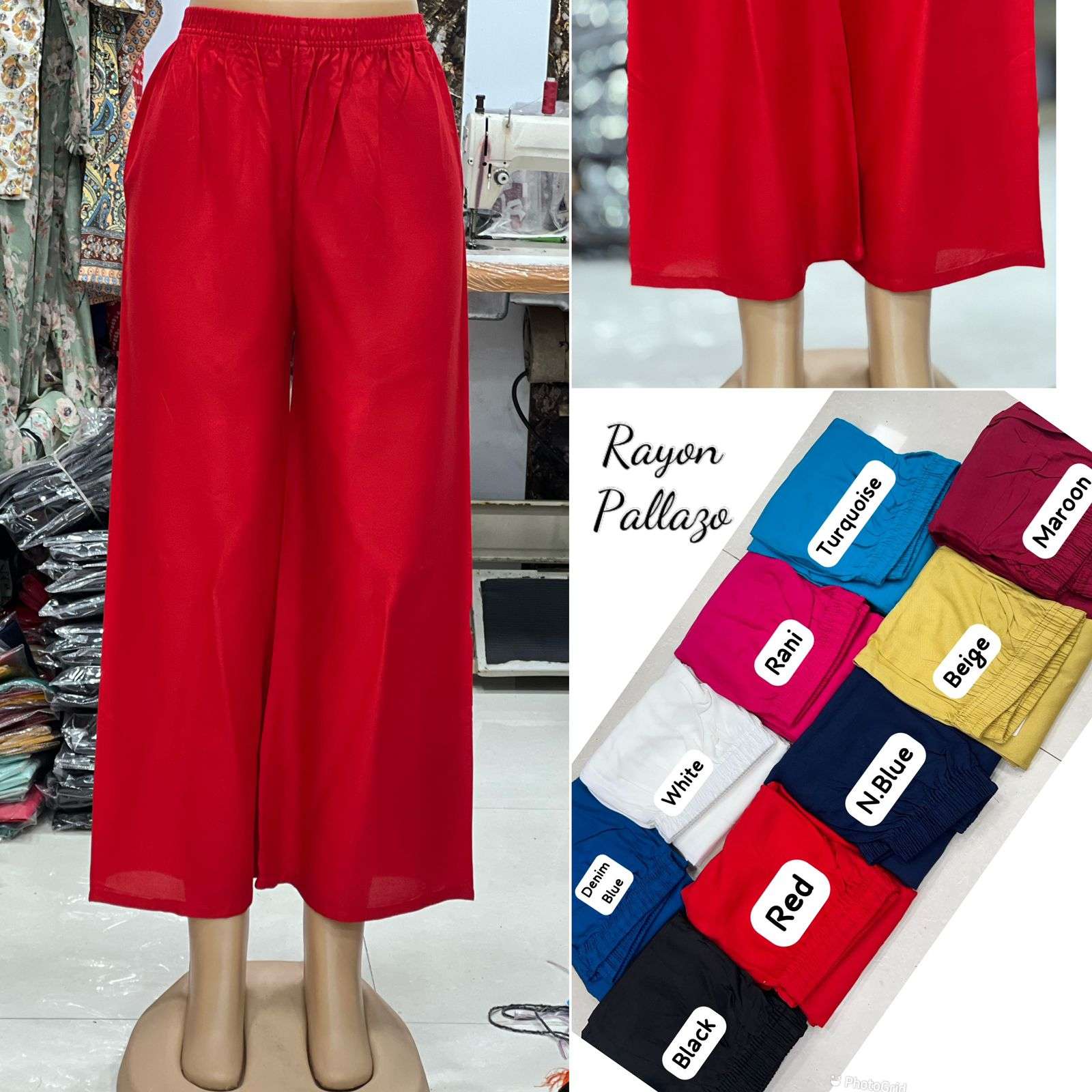 pallazos full flair solid plazzo in 9 colors fabric 14kg rayon elastic waist bottom plazo pants xl to xxl size 