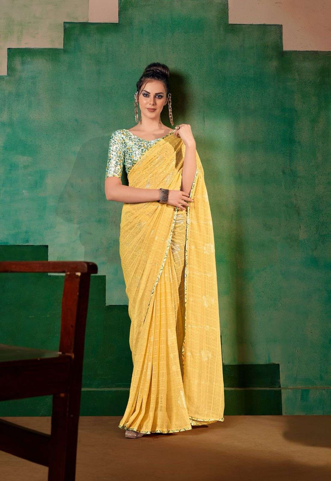 saree catalogue sira fabric georgette fabric with mill print and additional foil print with sattin digital print blouse partywear elegant saree 