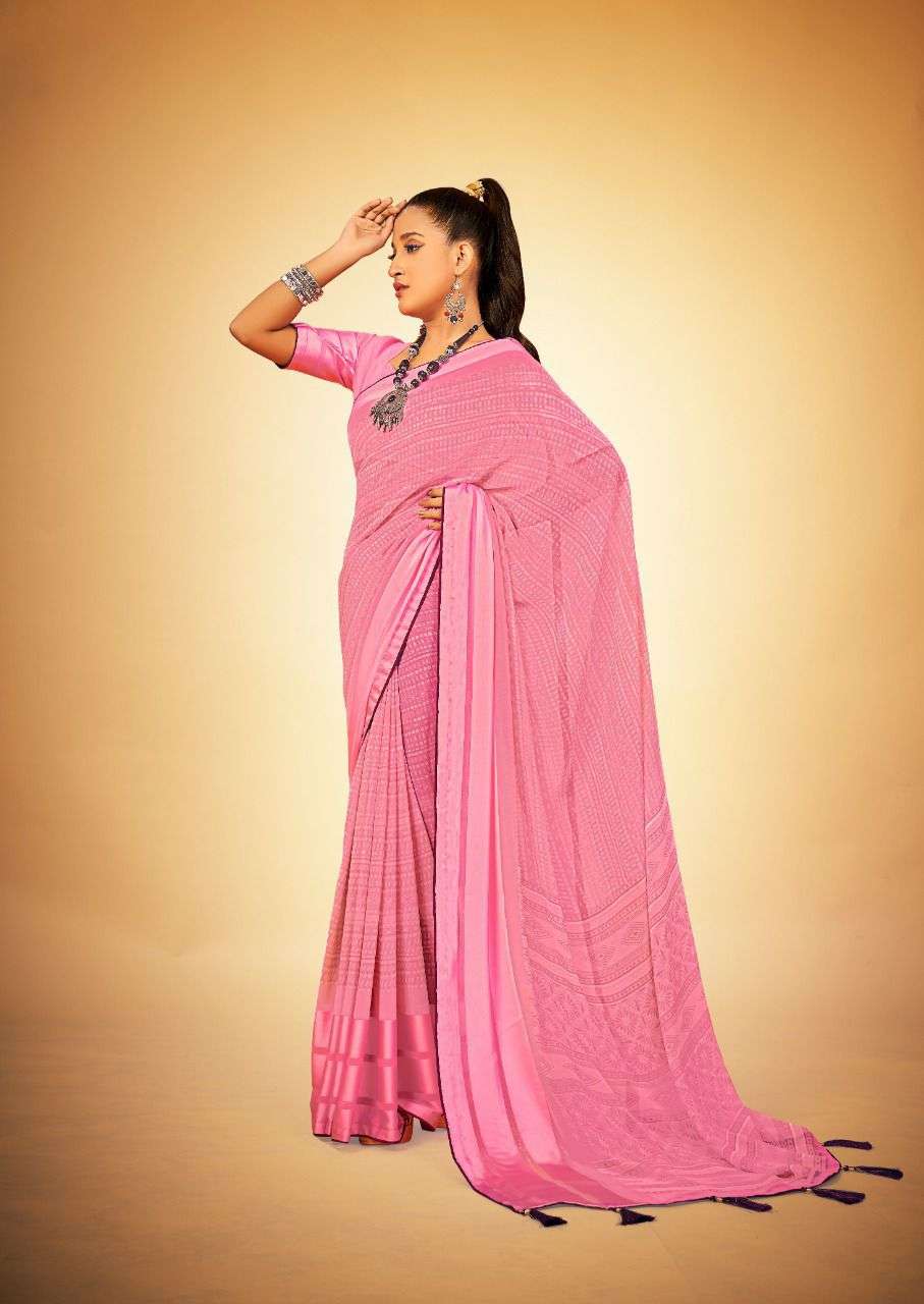 saree jeevika 4 fabric weightless saree with print in saree and sartin border with sartin blouse stylish dailywear saree collection 