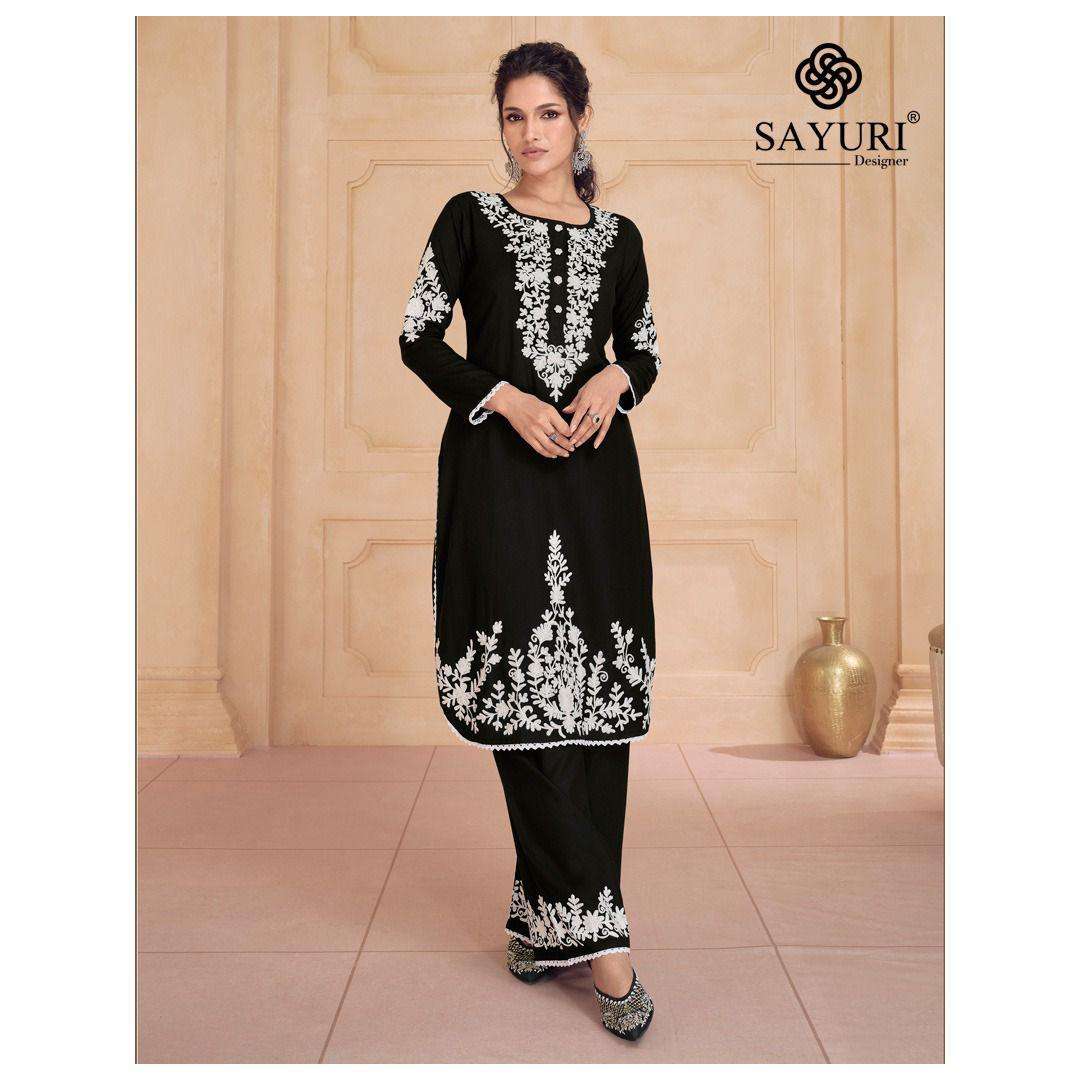 sayuri designer catalogue ibadat series 5452 to 5453 size l to xxl readymade partywear black n white dresses collection readymade suit 