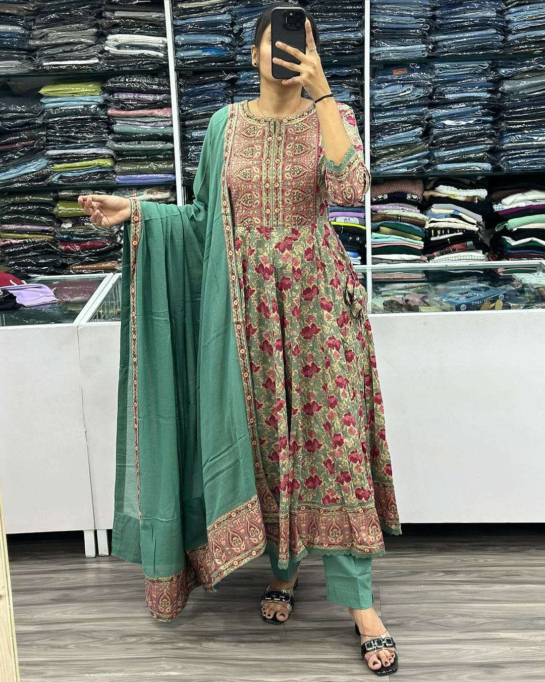 showroom piece hand work full work featuring beautiful heavy suit set which is beautifully decorated with intricate hand embroidery zari weaving and prints readymade suit 