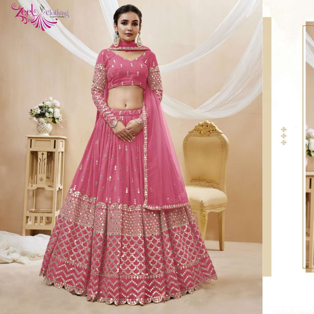 zeel clothing catalogue expression vol 1 series 301 to 311 designer partywear georgette heavy embroidery lehenga choli designer partywear wedding lehenga in affordable price 