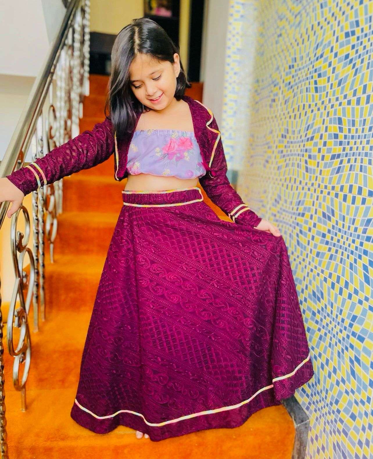3 year to 15 year girls kids wear lehenga choli presenting new designer embroidery chain work lehenga choli with koti in new fancy style code oc 161  