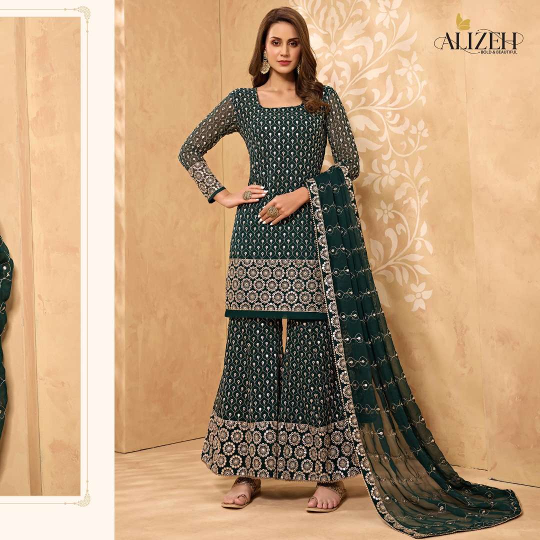 alizeh zaida 2018 top sharara n dupatta alizeh georgette inner dull santoon partywear sharara suit collection designer partywear suit 