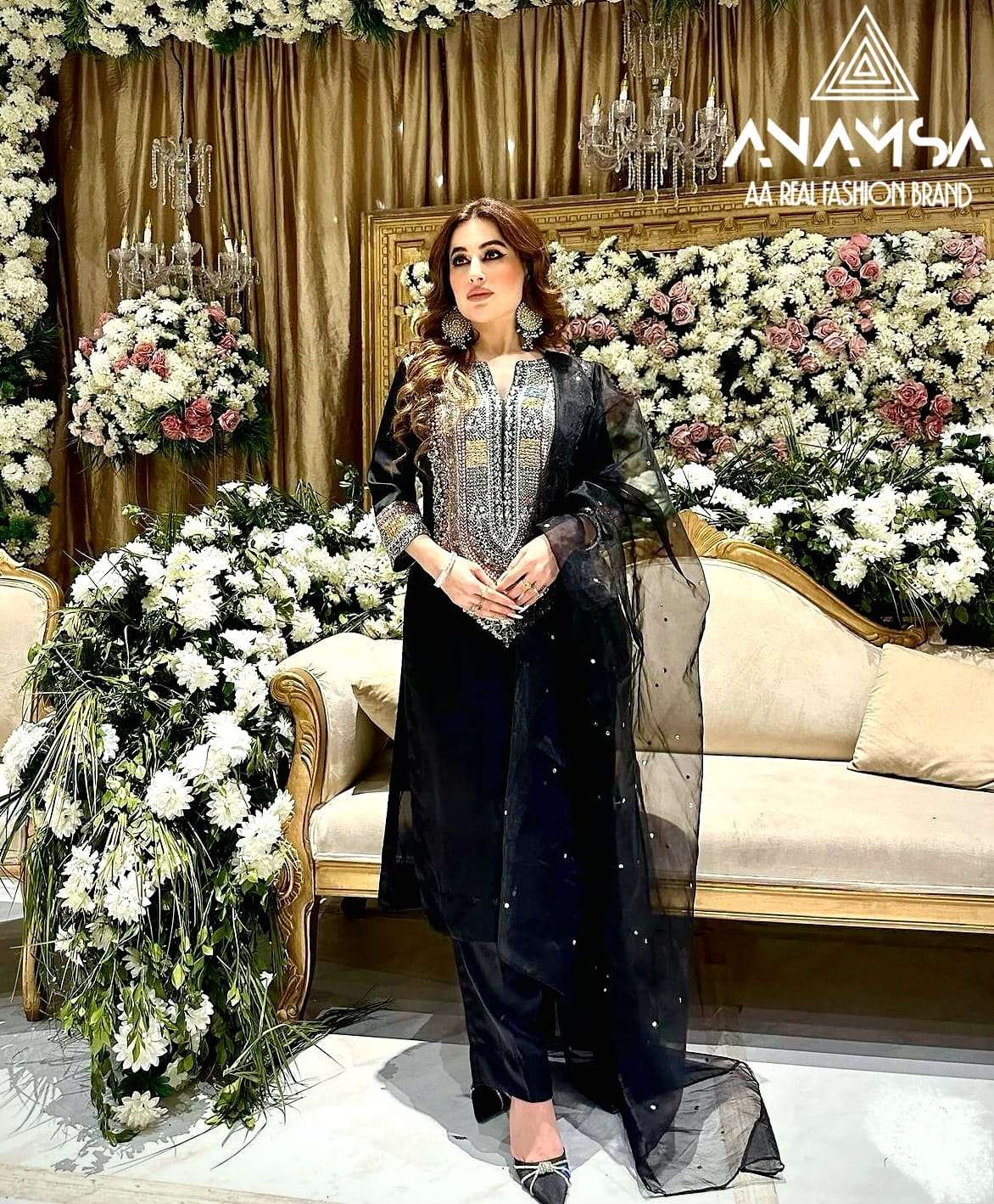 anamsa 7773 semi stitched anamsa 434 heavy pure fox georgette with heavy embroidered very beautiful design and sequence work high quality material  very beautiful semi stitched outfit