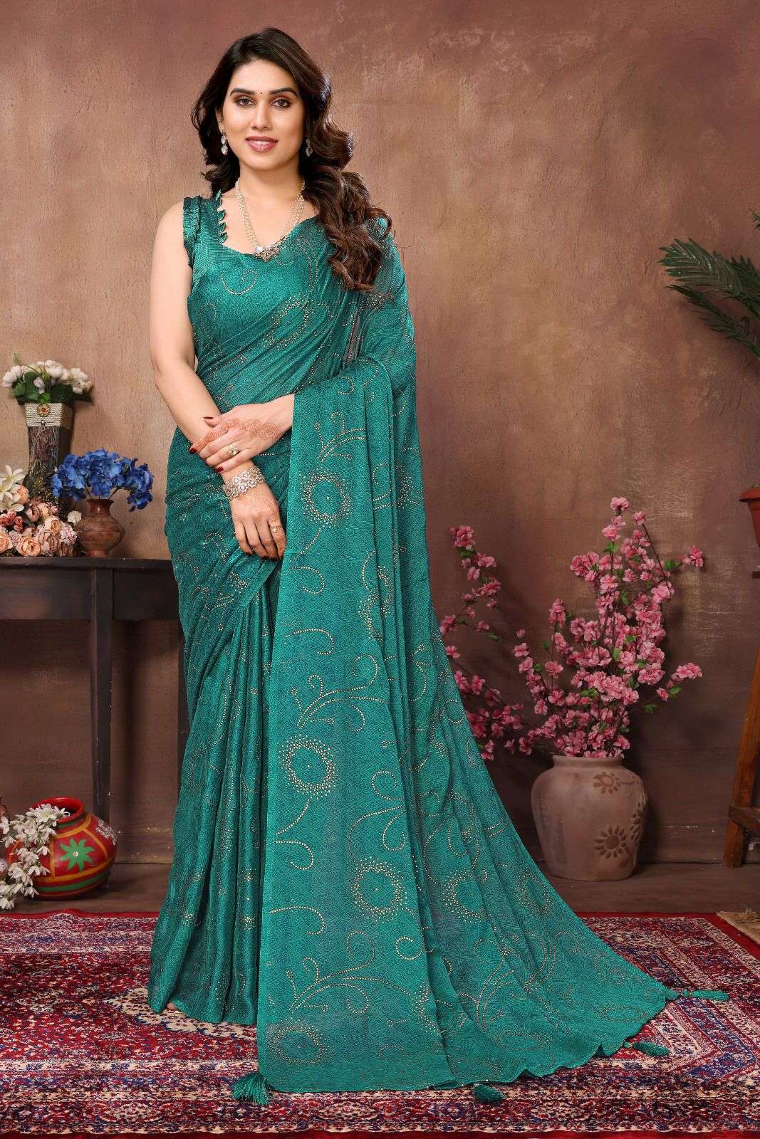 brand gct fabric rangoli satin silk design mukesh work on all over saree blouse broacade blouse partywear saree in affordable price 