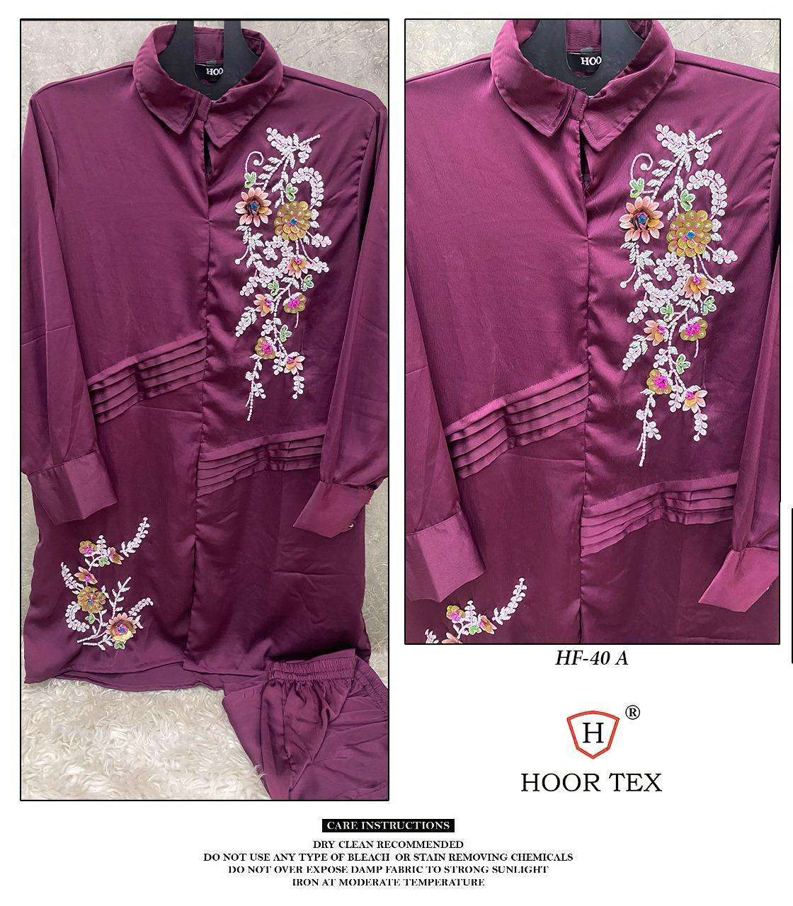 coord set hoor tex presents new catalogue in pakistani full stitched hf 40 a to d top imported sattın 