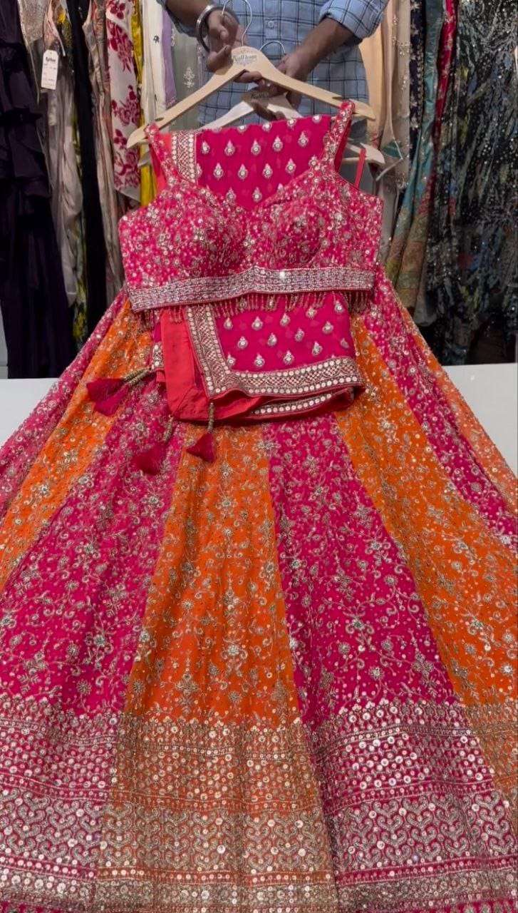 designer lehenga presenting you most beautiful latest lehenga collection code hc 876 premium faux georgette embellished with beautiful sequins work with and heavy zari embroidery work 