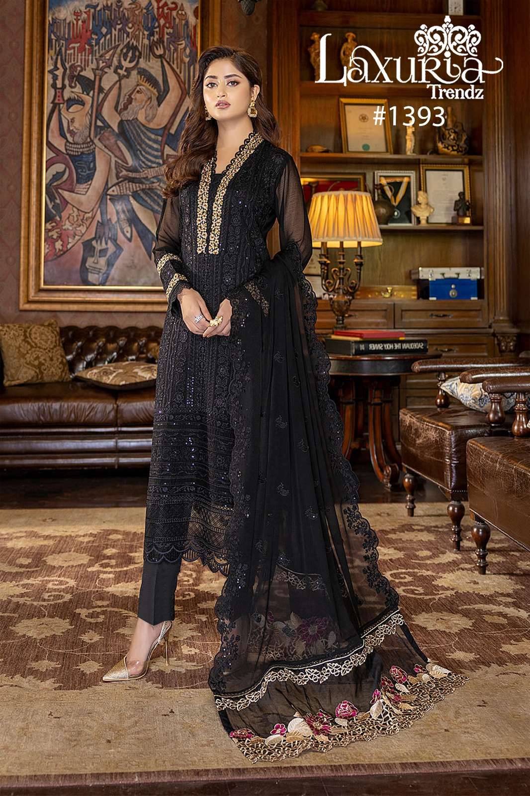  laxuria trendz design number 1393  eid special collection kurti with pant n duptta luxury pret collection in tunic n cigarette pants with duptta readymade pakistani suit 