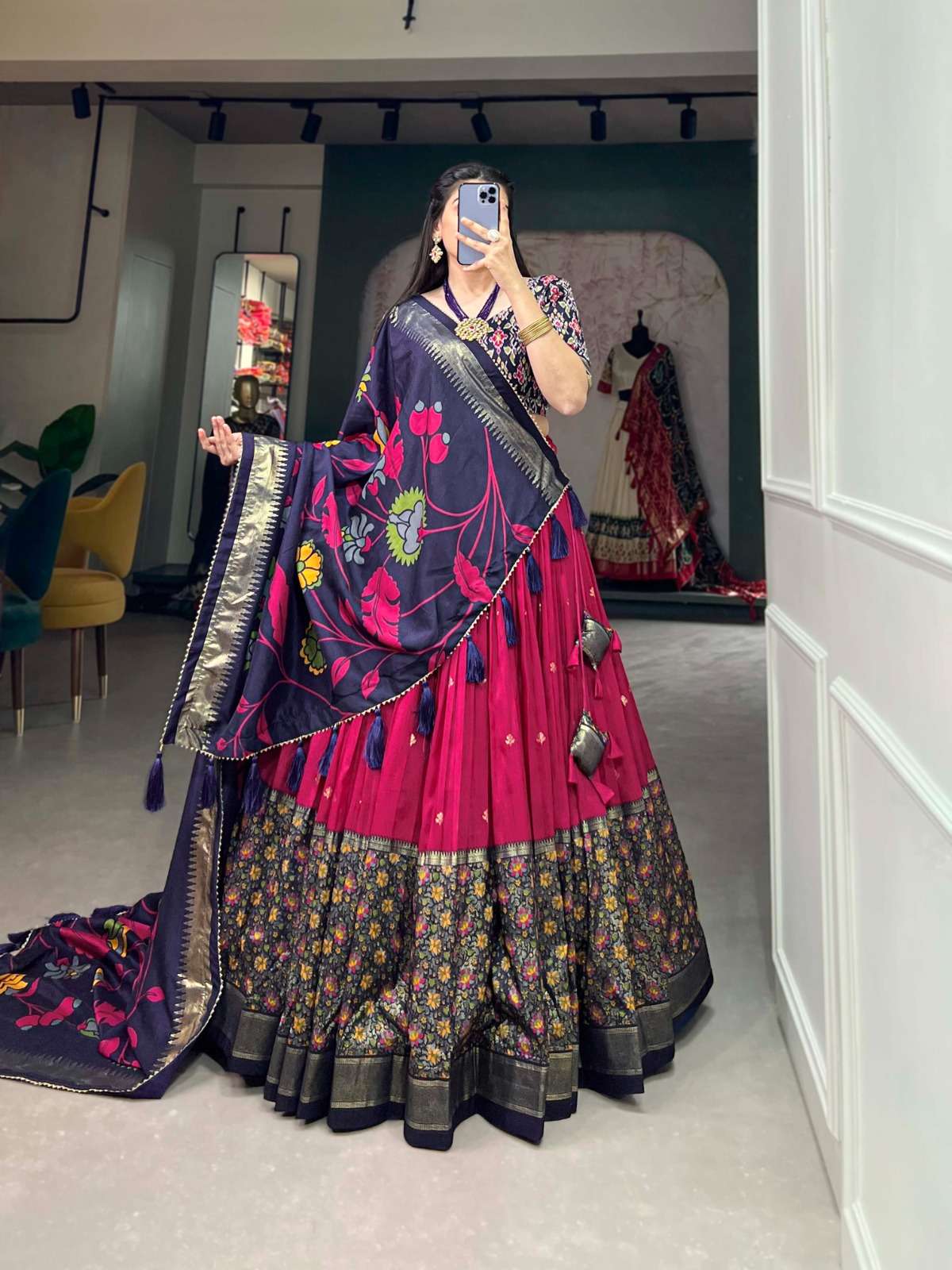 lehenga choli drape yourself in the elegance of tussar silk lehenga, where print tells a story of timeless beauty and sophistication 1211pnk 1211mst 1211red 1211prl