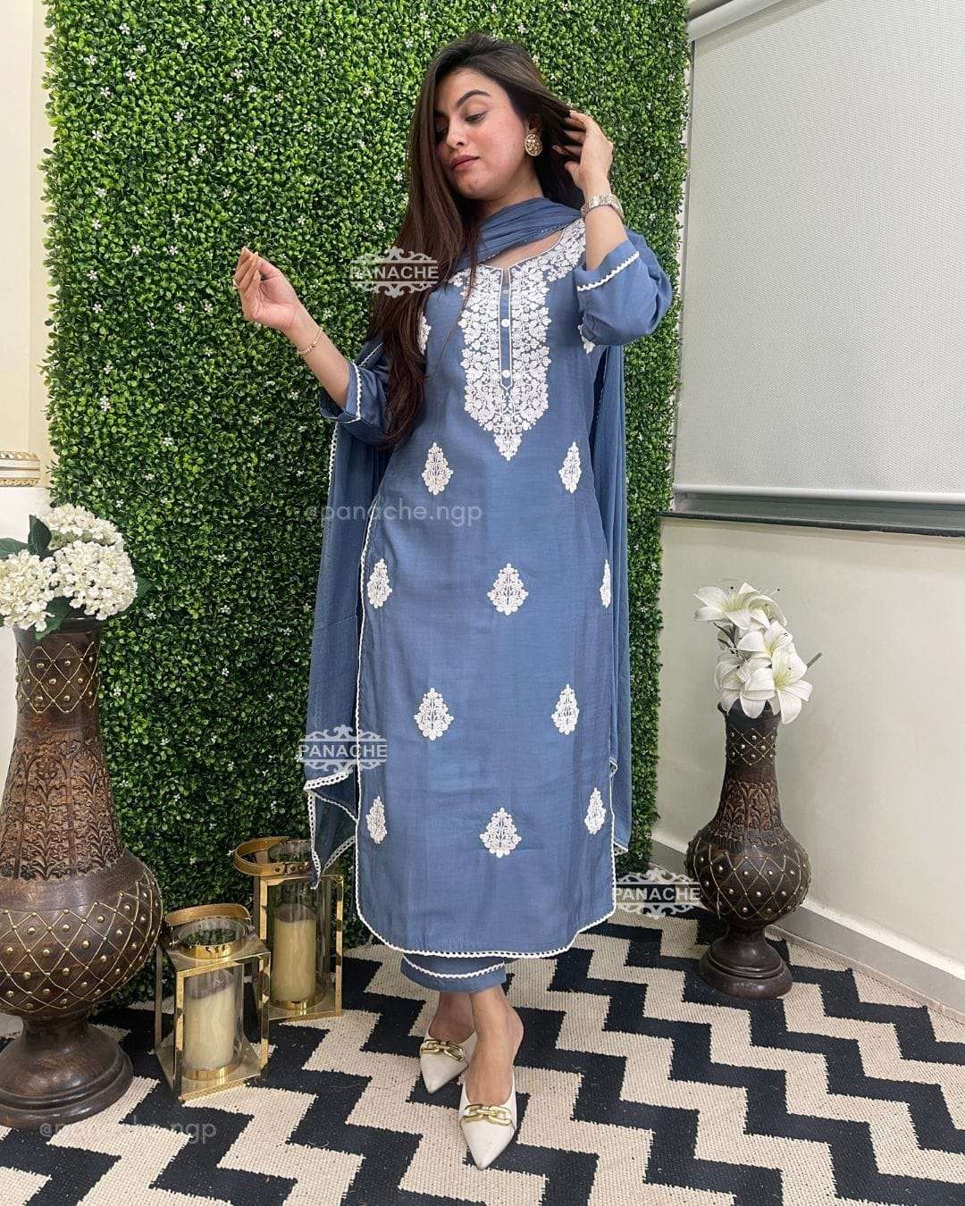 we are here to spread some magic to your ethnic heavy jaipuri reyon pure fine hevay reyon fabric kurti with pant with n dupatta fabric heavy reyon