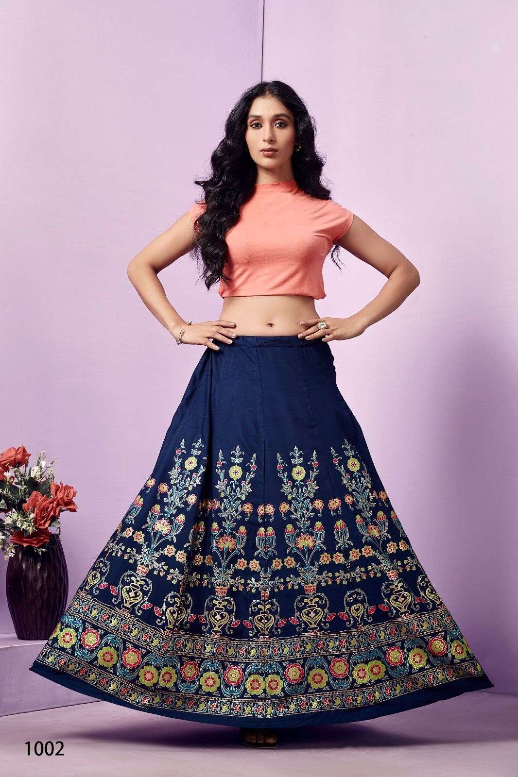 flared skirt hit printed flared skirts in anarkali style fabric heavy rayon printed size free size stitched  upto 40 waist only skirt lehenga  