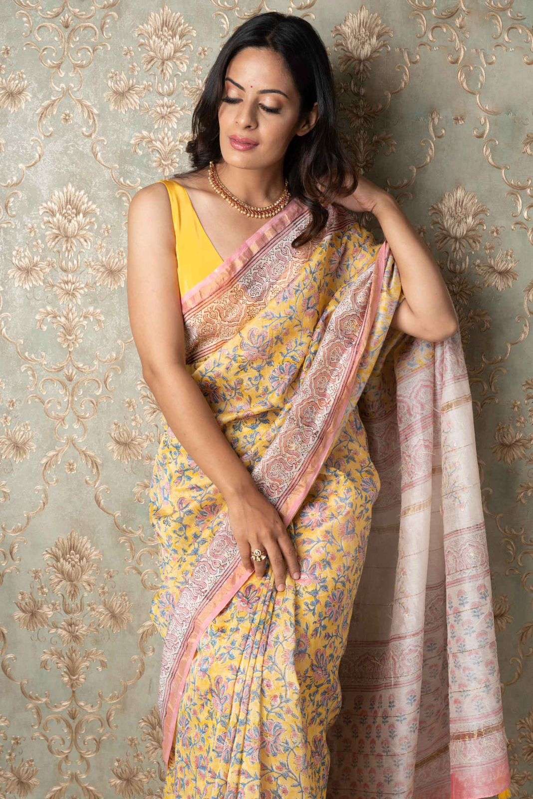 super hit collection restock new collection a simple saree look can beat anything code df 57 madhu bala fabric premium chandreri silk with digital print saree and blouse