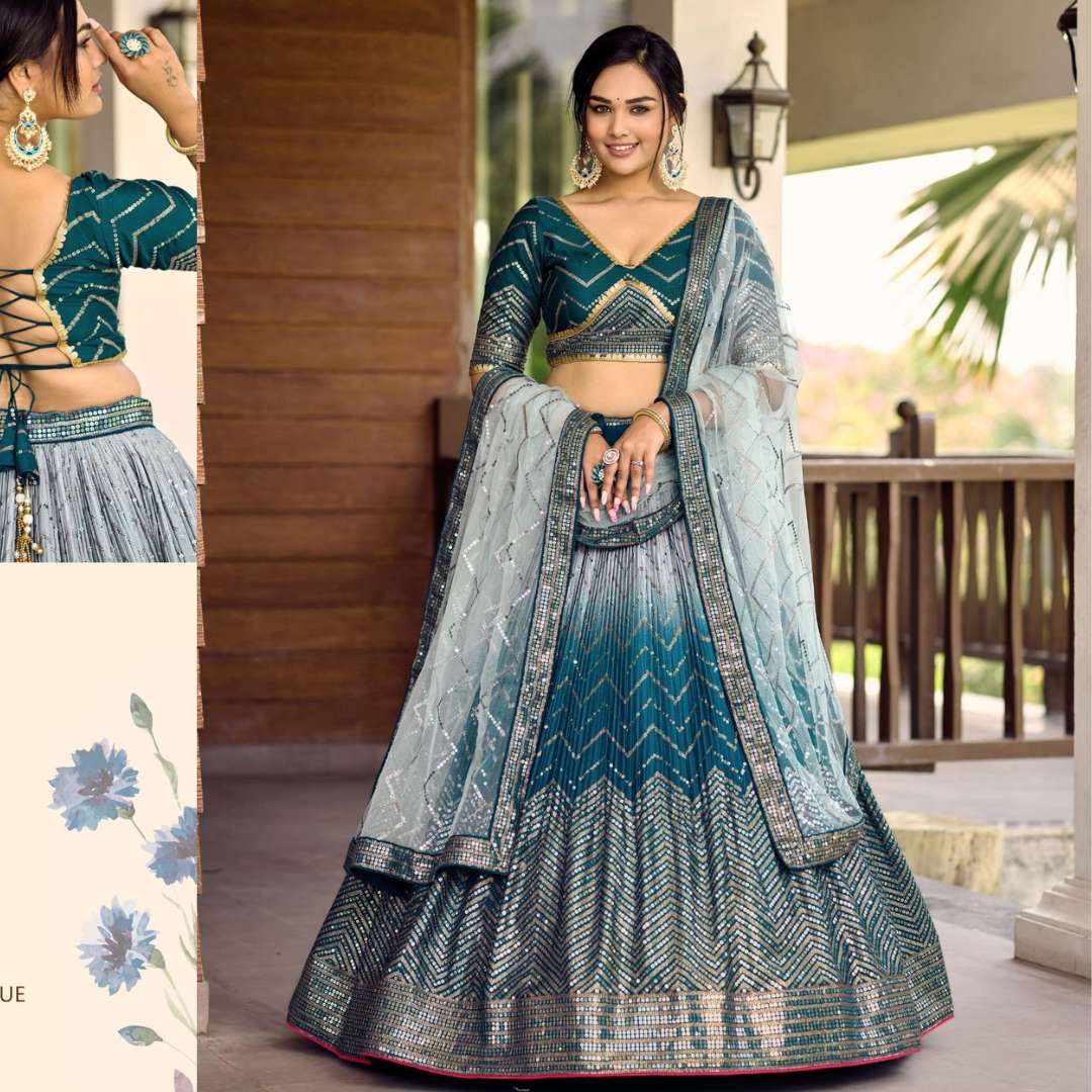 zeel clothing catalogue kimaya series 5057 colours partywear designer partywear indian lehenga sequence thread embroidery work designer lehenga in wholesale price 