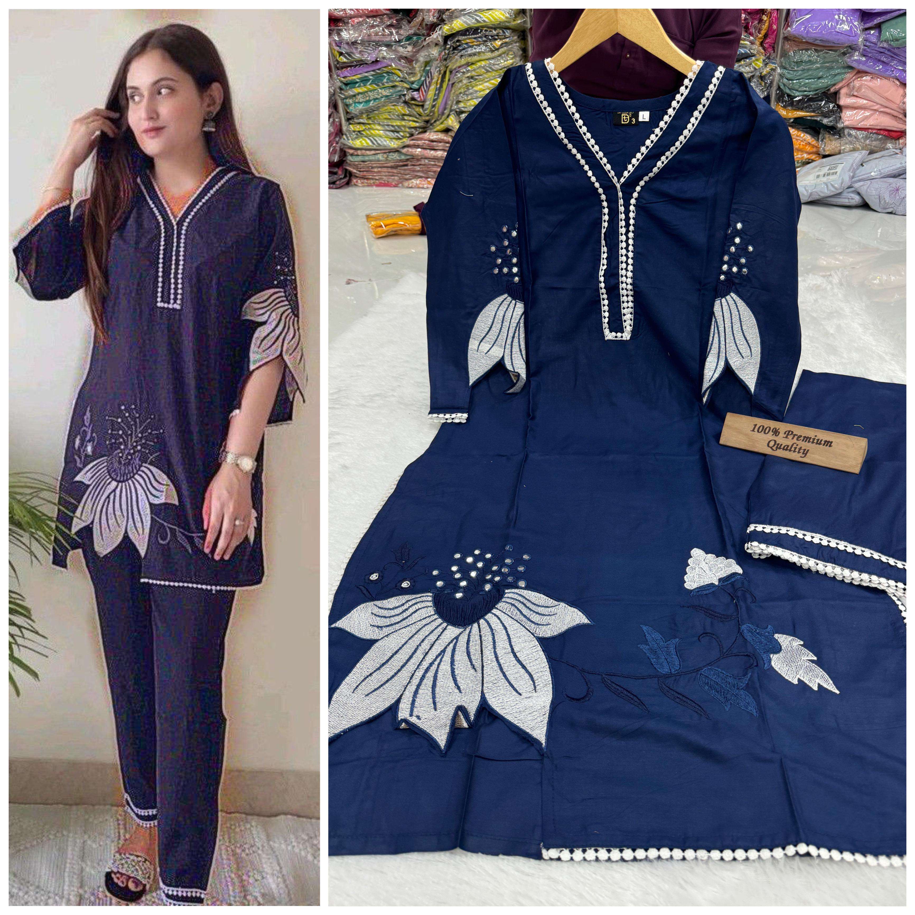 cord set new cord set 7 star top beautiful heavy rayon cotton with beautiful embroidery cut work in front and sleeves bottom heavy rayon cotton pant with beautiful lace
