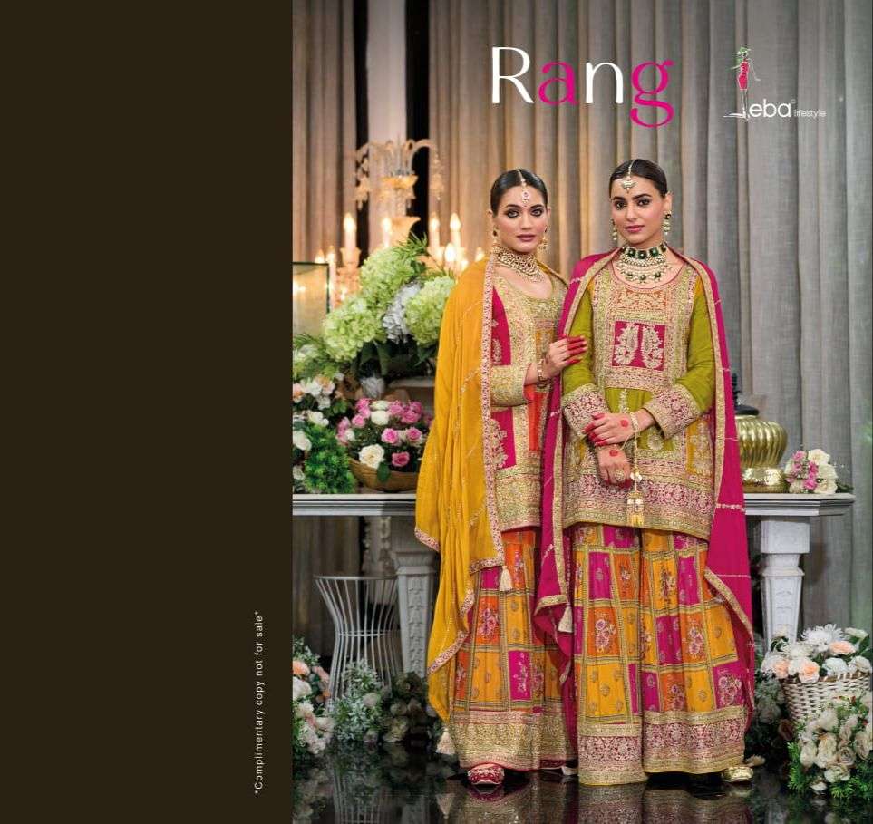 eba lifestyle catalogue rang series 1746 to 1747 top hevay chinon with emboidery work duppta hevay chinon with  emboidery work plazo digital with embroidery