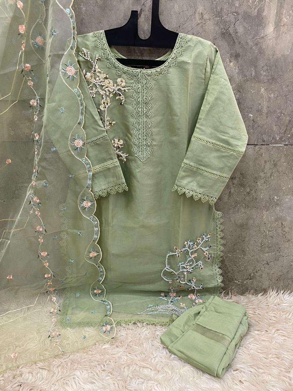 hoor tex design number h51 a to d readymade pakistani dresses top heavy organza bottom imported cotton  dupatta heavy organza size xl42 n xxl44 