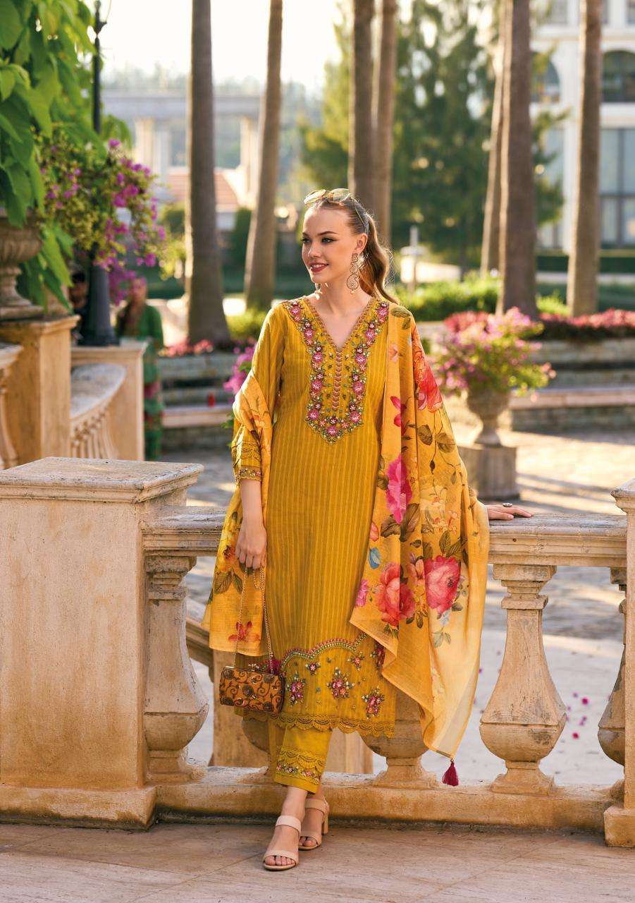 kailee begum vol 5 series 42501 to 42508 top fabric pure cotton designer style top a line style work organza desginer fancy therd work plus hand work plus accessory work plus laces 