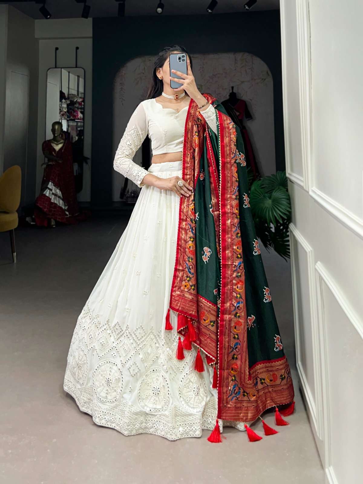lehenga choli experience timeless elegance with this beautiful lucknowi paper mirror work lehenga lnb1500 lehenga stitched lehenga fabric georgette lehenga work lucknowi paper mirror work