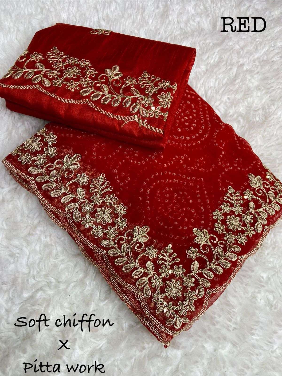 saree soft lightweight chiffon x pitta work fabric soft chiffon work cpallu pitta work with 3mm seqance work n cutwork border designer partywear saree 