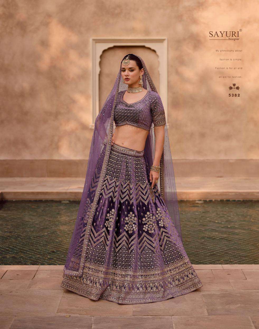 sayuri designer catalogue heritage bridal series 5382 to 5384 designer partywear heavy bridal lehenga heavy lehenga dresses 