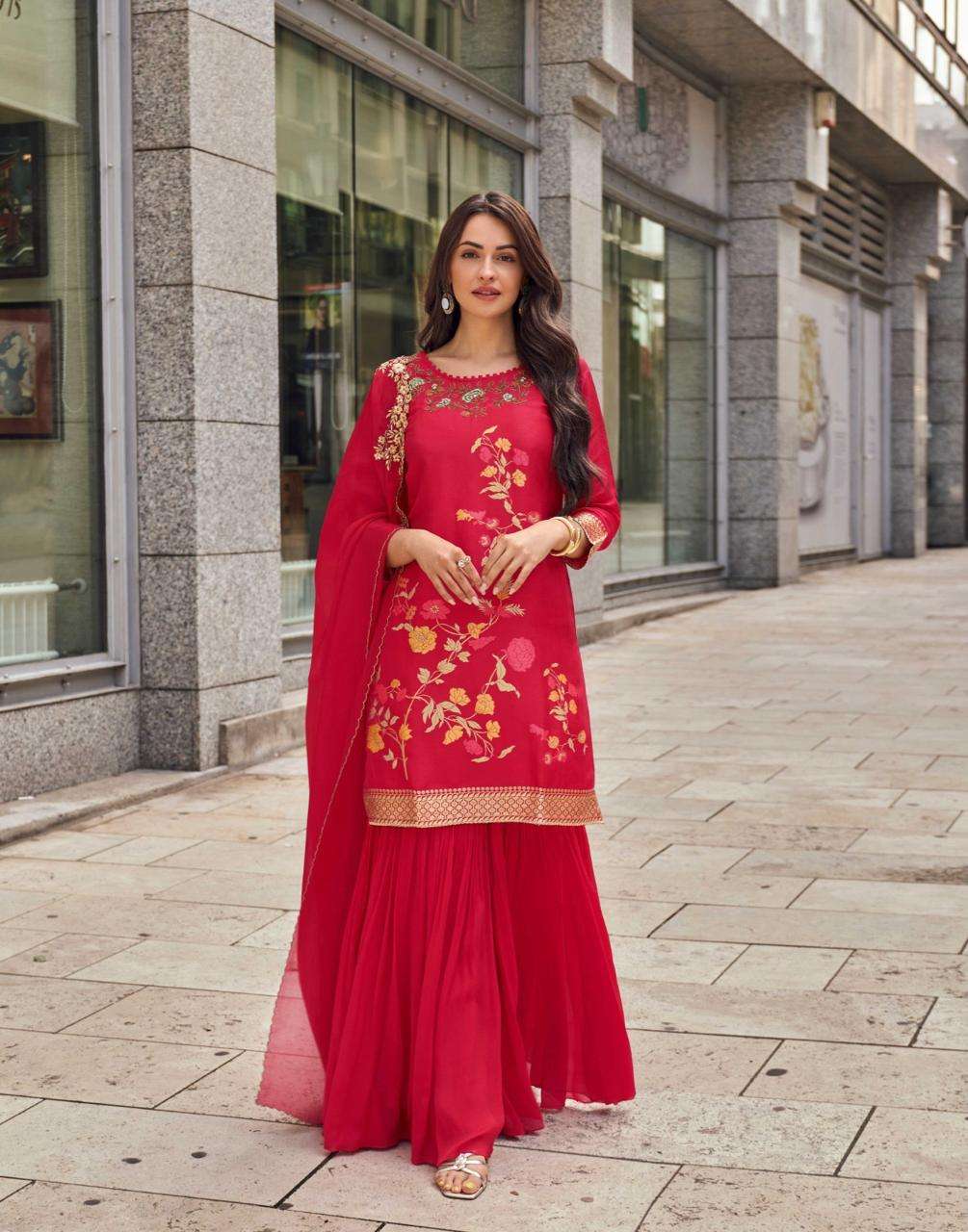 sayuri designer catalogue taara series 5632 to 5635  free size stitched fabric viscose jacquard silk n premium real silk with embroidered dupatta