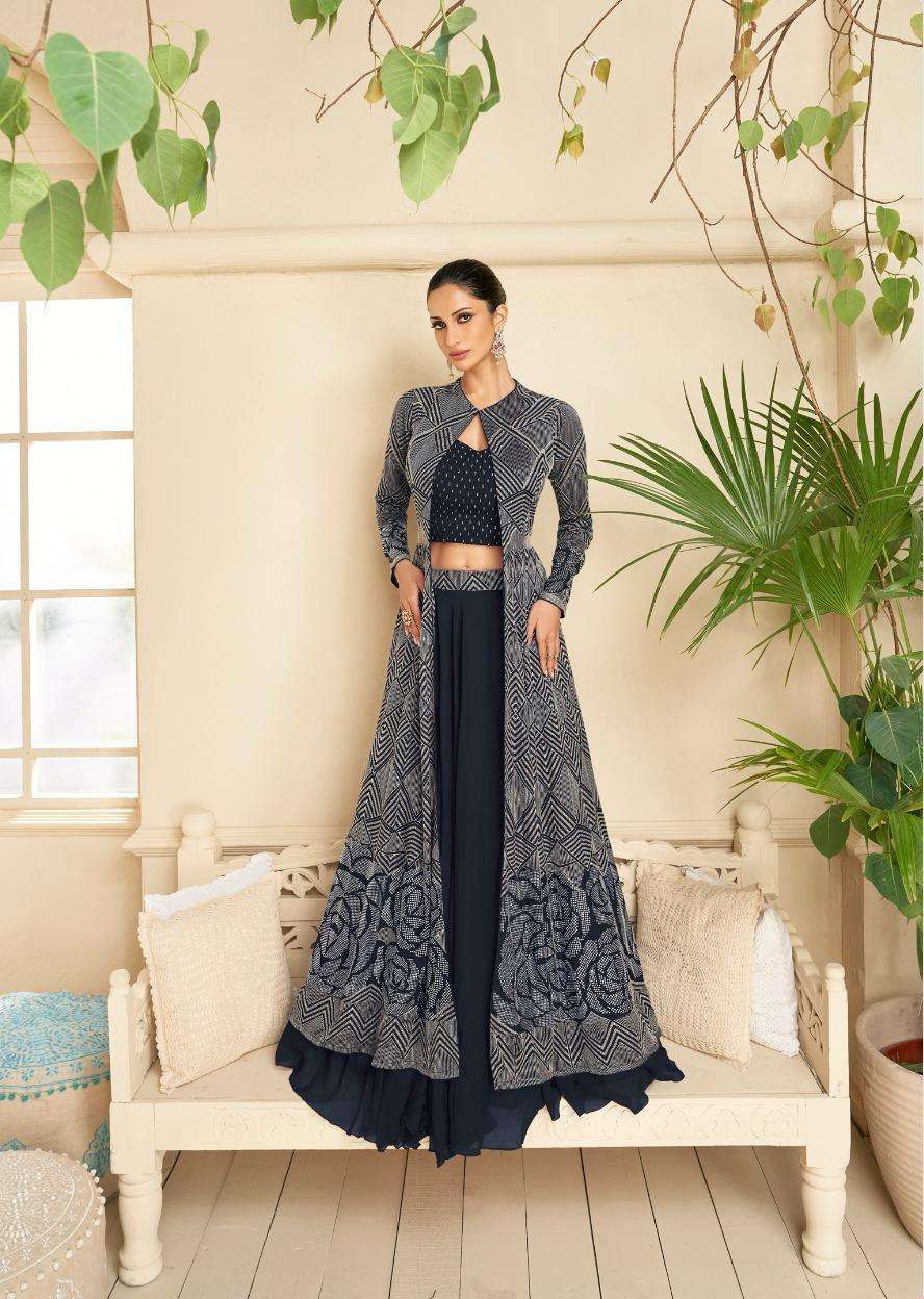 sayuri designer catalogue vasansi gold series 5288 colour fabric real gerogette front and back embroidered xl size designer partywear indowestern dresses