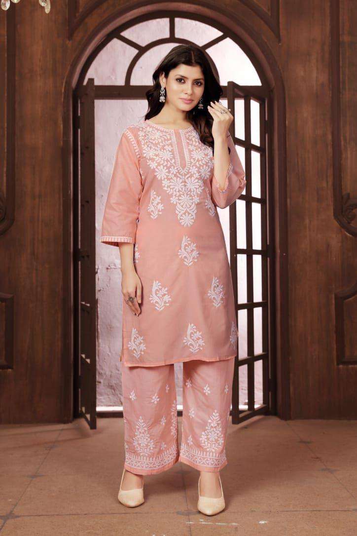 catalouge sui dhaga vol 2 fabric heavy cotton with chikankari embroidery work fabric heavy cotton with embroidery work size m to 4xl cotton kurti plazoo for teen ager girls and young stylish woman