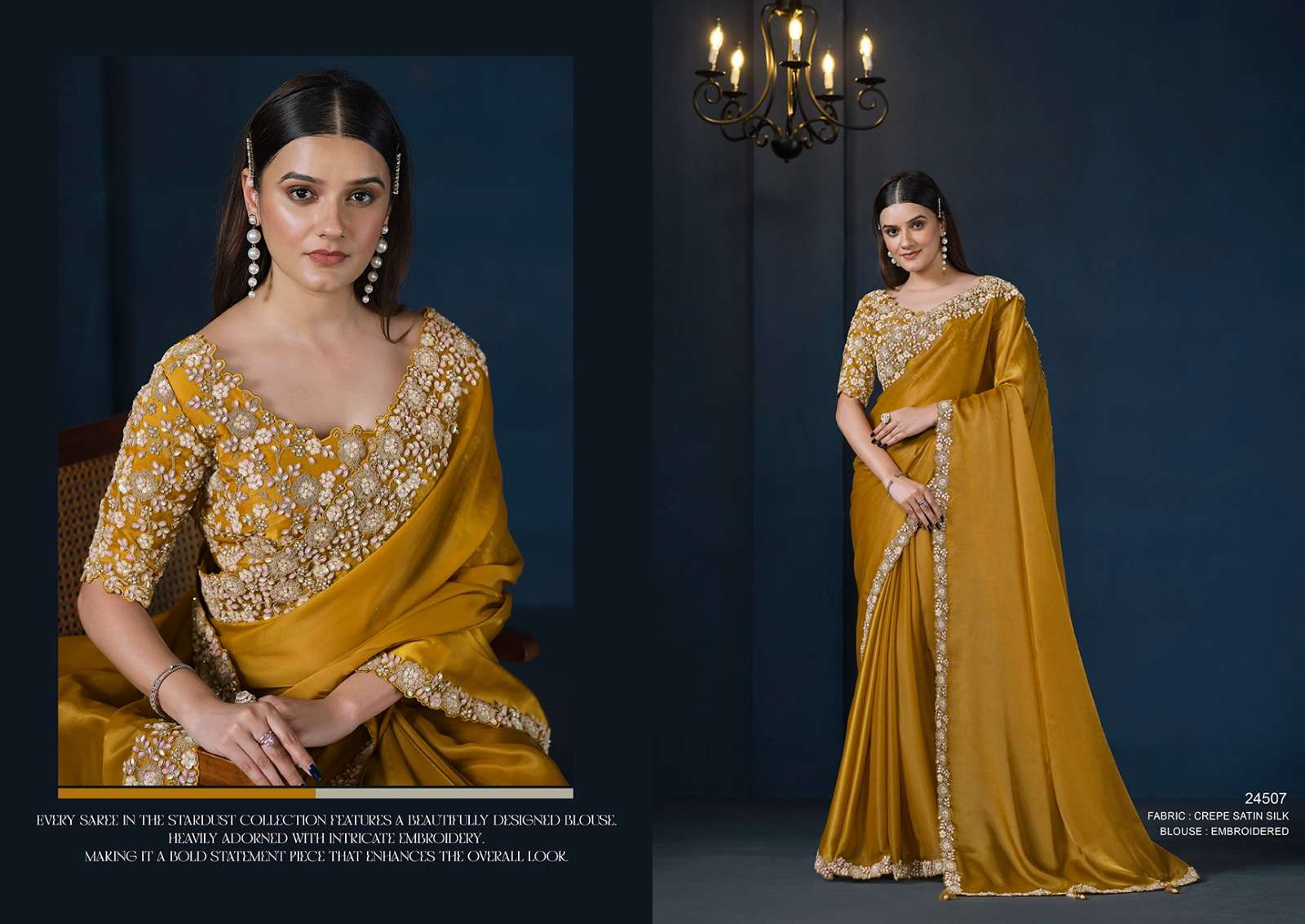 designer partywear readymade partywear saree restock available designs our new designer festive wear saree collection brand name mahotsav catalogue moh manthan 24500 series stardust